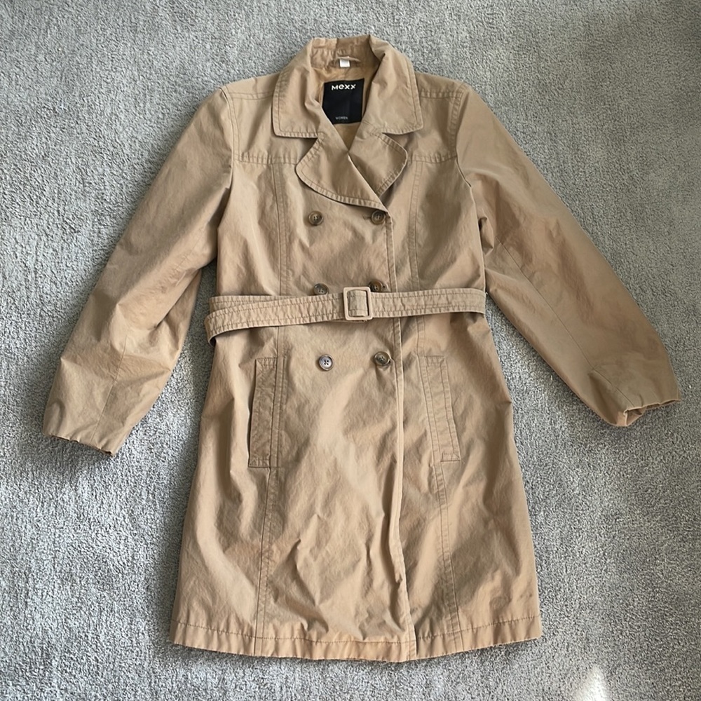 VGC Taupe MEXX Double Breasted Trench Coat with Belt - Size 12